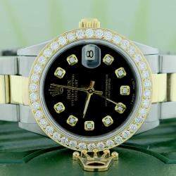 Rolex Customised Black 1.52CT Diamond 18K Yellow Gold Stainless Steel Datejust  Automatic Women's Wristwatch 31mm