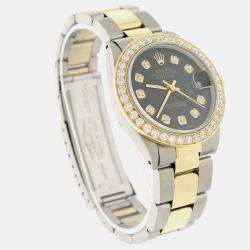 Rolex Customised Black 1.52CT Diamond 18K Yellow Gold Stainless Steel Datejust  Automatic Women's Wristwatch 31mm