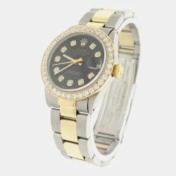 Rolex Customised Black 1.52CT Diamond 18K Yellow Gold Stainless Steel Datejust  Automatic Women's Wristwatch 31mm