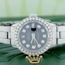Rolex Customised  Diamond Stainless Steel Datejust  Automatic Women's Wristwatch 26mm
