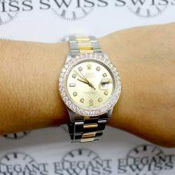 Rolex Customised  2.80CT Diamond 18K Yellow Gold Stainless Steel Datejust  Automatic Men's Wristwatch 36mm
