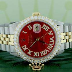 Rolex Customised Red MOP 3.10CT Diamond 18K Yellow Gold Stainless Steel Datejust  Automatic Men's Wristwatch 36mm