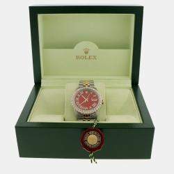 Rolex Customised Red MOP 3.10CT Diamond 18K Yellow Gold Stainless Steel Datejust  Automatic Men's Wristwatch 36mm