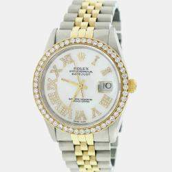Rolex Customised  MOP 1.85CT Diamond 18K Yellow Gold Stainless Steel Datejust  Automatic Men's Wristwatch 36mm