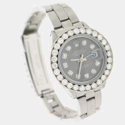 Rolex Customised Gray 1.96CT Diamond Stainless Steel Datejust  Automatic Women's Wristwatch 26mm