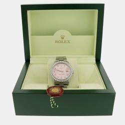 Rolex Customised Pink 2.7CT Diamond Stainless Steel Oyster Perpetual Date  Automatic Men's Wristwatch 34mm