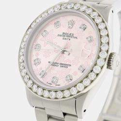 Rolex Customised Pink 2.7CT Diamond Stainless Steel Oyster Perpetual Date  Automatic Men's Wristwatch 34mm