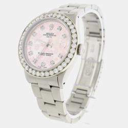 Rolex Customised Pink 2.7CT Diamond Stainless Steel Oyster Perpetual Date  Automatic Men's Wristwatch 34mm