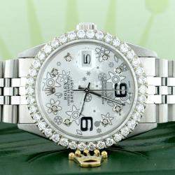 Rolex Customised Silver 2.8CT Diamond Stainless Steel Datejust  Automatic Men's Wristwatch 36MM