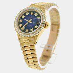 Rolex Customised Blue Diamond 18K Yellow Gold President Datejust  Automatic Women's Wristwatch 26MM