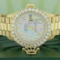 Rolex Customised Tahitian MOP Diamond 18K Yellow Gold President Datejust  Automatic Women's Wristwatch 26MM