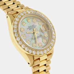 Rolex Customised Tahitian MOP Diamond 18K Yellow Gold President Datejust  Automatic Women's Wristwatch 26MM