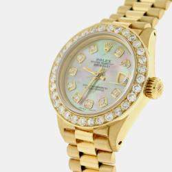 Rolex Customised Tahitian MOP Diamond 18K Yellow Gold President Datejust  Automatic Women's Wristwatch 26MM