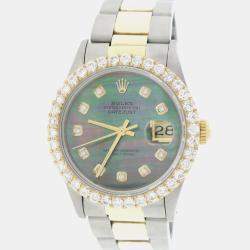 Rolex Customised Tahitian 2.70CT Diamond 18K Yellow Gold Stainless Steel Datejust  Automatic Men's Wristwatch 36mm