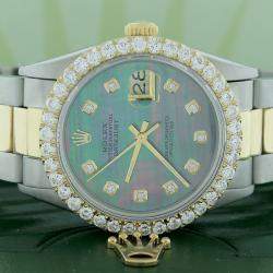 Rolex Customised Tahitian 2.70CT Diamond 18K Yellow Gold Stainless Steel Datejust  Automatic Men's Wristwatch 36mm