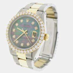 Rolex Customised Tahitian 2.70CT Diamond 18K Yellow Gold Stainless Steel Datejust  Automatic Men's Wristwatch 36mm