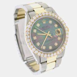Rolex Customised Tahitian 2.70CT Diamond 18K Yellow Gold Stainless Steel Datejust  Automatic Men's Wristwatch 36mm