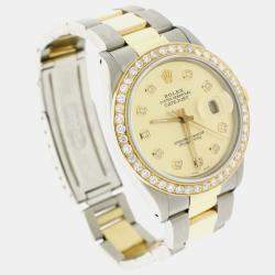 Rolex Customised Champagne Diamond 18K Yellow Gold Stainless Steel Datejust  Automatic Men's Wristwatch 36mm