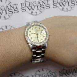 Rolex Customised Champagne Diamond 18K Yellow Gold Stainless Steel Datejust  Automatic Men's Wristwatch 36mm