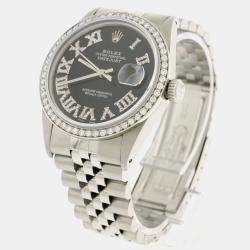 Rolex Customised Black Diamond Stainless Steel Datejust  Automatic Men's Wristwatch 36MM