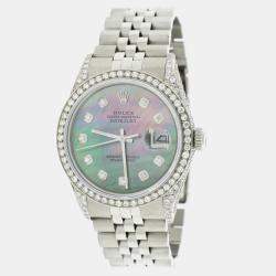Rolex Customised Tahitian MOP 2.5CT Diamond Stainless Steel Datejust  Automatic Men's Wristwatch 36MM