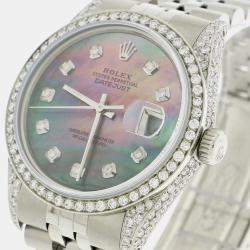 Rolex Customised Tahitian MOP 2.5CT Diamond Stainless Steel Datejust  Automatic Men's Wristwatch 36MM