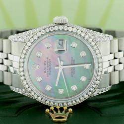 Rolex Customised Tahitian MOP 2.5CT Diamond Stainless Steel Datejust  Automatic Men's Wristwatch 36MM