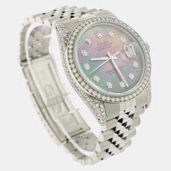 Rolex Customised Tahitian MOP 2.5CT Diamond Stainless Steel Datejust  Automatic Men's Wristwatch 36MM