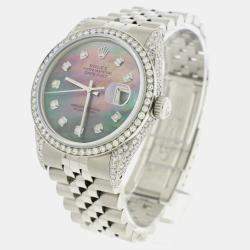 Rolex Customised Tahitian MOP 2.5CT Diamond Stainless Steel Datejust  Automatic Men's Wristwatch 36MM