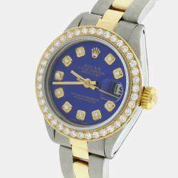 Rolex Customised Royal Blue Diamond 18K Yellow Gold Stainless Steel Datejust  Automatic Women's Wristwatch 26MM