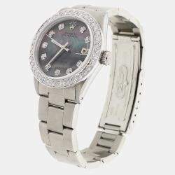 Rolex Customised Tahitian MOP 1.52CT Diamond Stainless Steel Date 6466 Automatic Women's Wristwatch 31mm