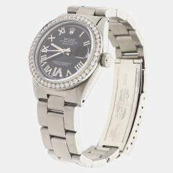 Rolex Customised Black Diamond Stainless Steel Datejust  Automatic Women's Wristwatch 31MM