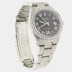 Rolex Customised Black Diamond Stainless Steel Datejust  Automatic Women's Wristwatch 31MM