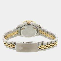 Rolex Customised Aqua MOP Diamond 18K Yellow Gold Stainless Steel Datejust  Automatic Women's Wristwatch 26mm