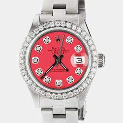 Rolex Customised Raspberry Punch Diamond Stainless Steel Datejust  Automatic Women's Wristwatch 26mm