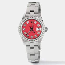 Rolex Customised Raspberry Punch Diamond Stainless Steel Datejust  Automatic Women's Wristwatch 26mm