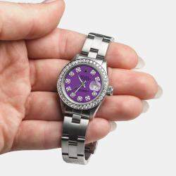 Rolex Customised Sangria Stainless Steel Datejust  Automatic Women's Wristwatch 26mm