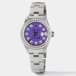 Rolex Customised Lavender Diamond Stainless Steel Datejust  Automatic Women's Wristwatch 26mm