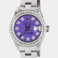 Rolex Customised Lavender Diamond Stainless Steel Datejust  Automatic Women's Wristwatch 26mm
