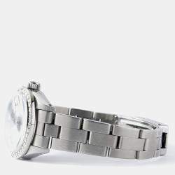 Rolex Customised Silver Diamond Stainless Steel Datejust  Automatic Women's Wristwatch 26mm