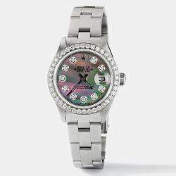 Rolex Customised Tahitian MOP Diamond Stainless Steel Datejust  Automatic Women's Wristwatch 26mm