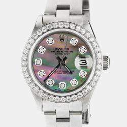 Rolex Customised Tahitian MOP Diamond Stainless Steel Datejust  Automatic Women's Wristwatch 26mm