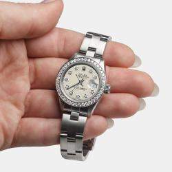 Rolex Customised Ivory Diamond Stainless Steel Datejust  Automatic Women's Wristwatch 26mm