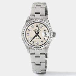 Rolex Customised Ivory Diamond Stainless Steel Datejust  Automatic Women's Wristwatch 26mm