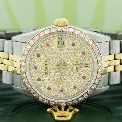 Rolex Customised  Diamond 18K Yellow Gold Datejust 68273 Automatic Men's Wristwatch