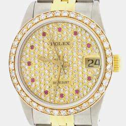 Rolex Customised  Diamond 18K Yellow Gold Datejust 68273 Automatic Men's Wristwatch