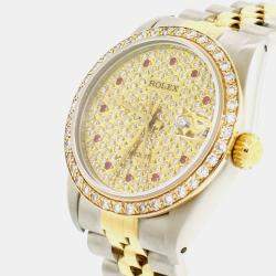 Rolex Customised  Diamond 18K Yellow Gold Datejust 68273 Automatic Men's Wristwatch