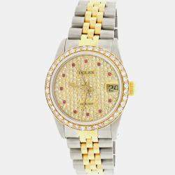 Rolex Customised  Diamond 18K Yellow Gold Datejust 68273 Automatic Men's Wristwatch