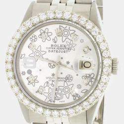 Rolex Customised Silver 2.7CT Diamond Stainless Steel Datejust  Automatic Men's Wristwatch 36MM