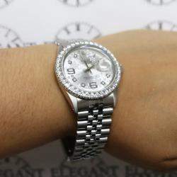 Rolex Customised Silver 2.7CT Diamond Stainless Steel Datejust  Automatic Men's Wristwatch 36MM